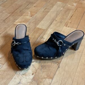 Coach Black Mules with Silver Studs